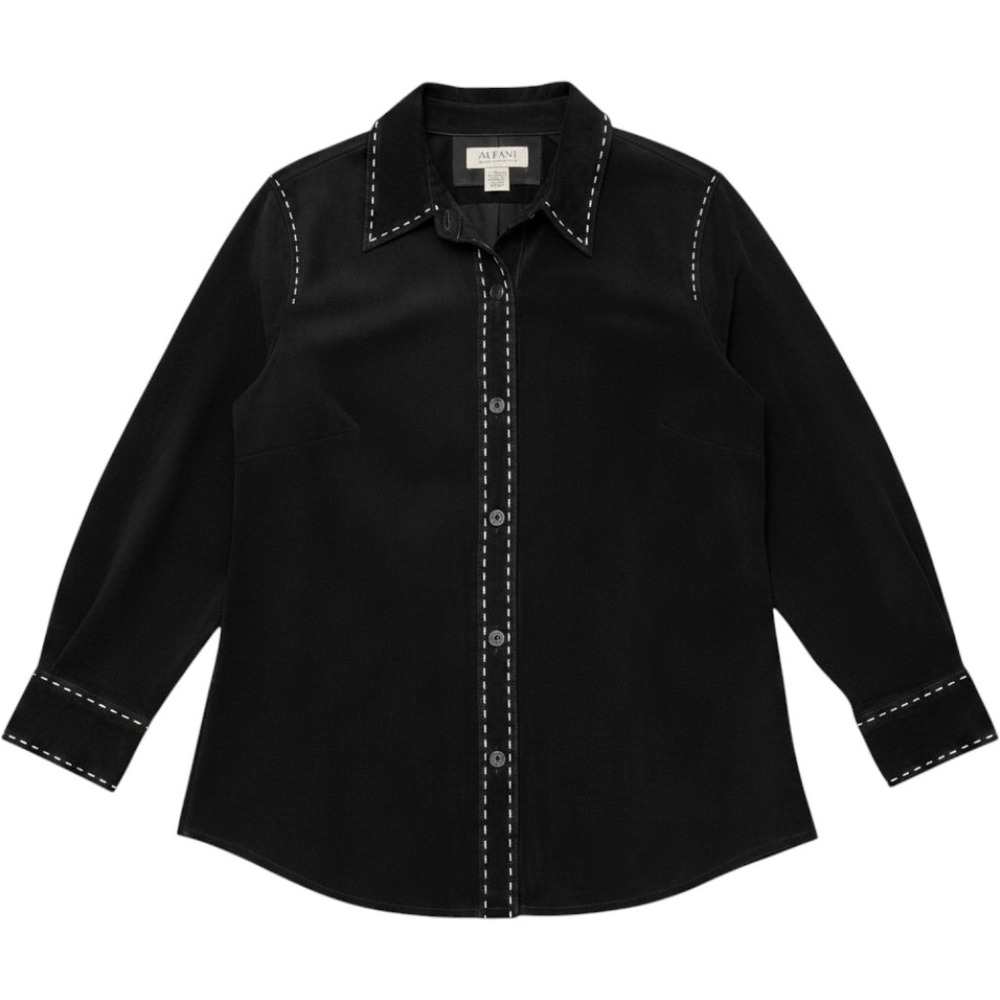 Alfani Leather Suede Jacket‎ 1X Black Whipstitch Western Boho